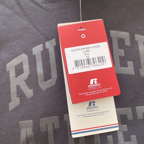 BNWT RUSSELL ATHLETIC SLEEVELESS BOXY HOODIE - Size 12 - Picture 2 of 6
